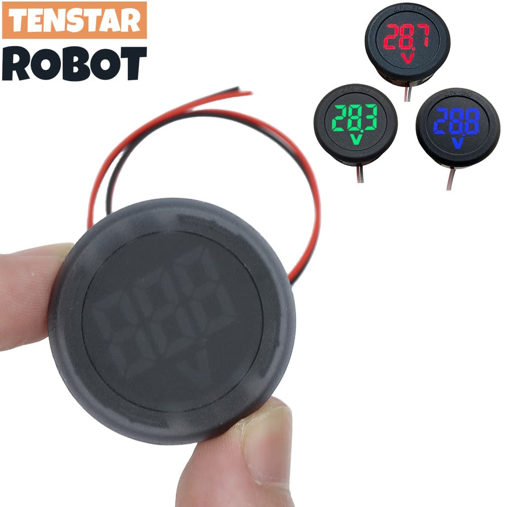 Mostrador Digital LED DC 4-100V Voltímetro Circular De Dois Fios Proteção De Conexão Inversa