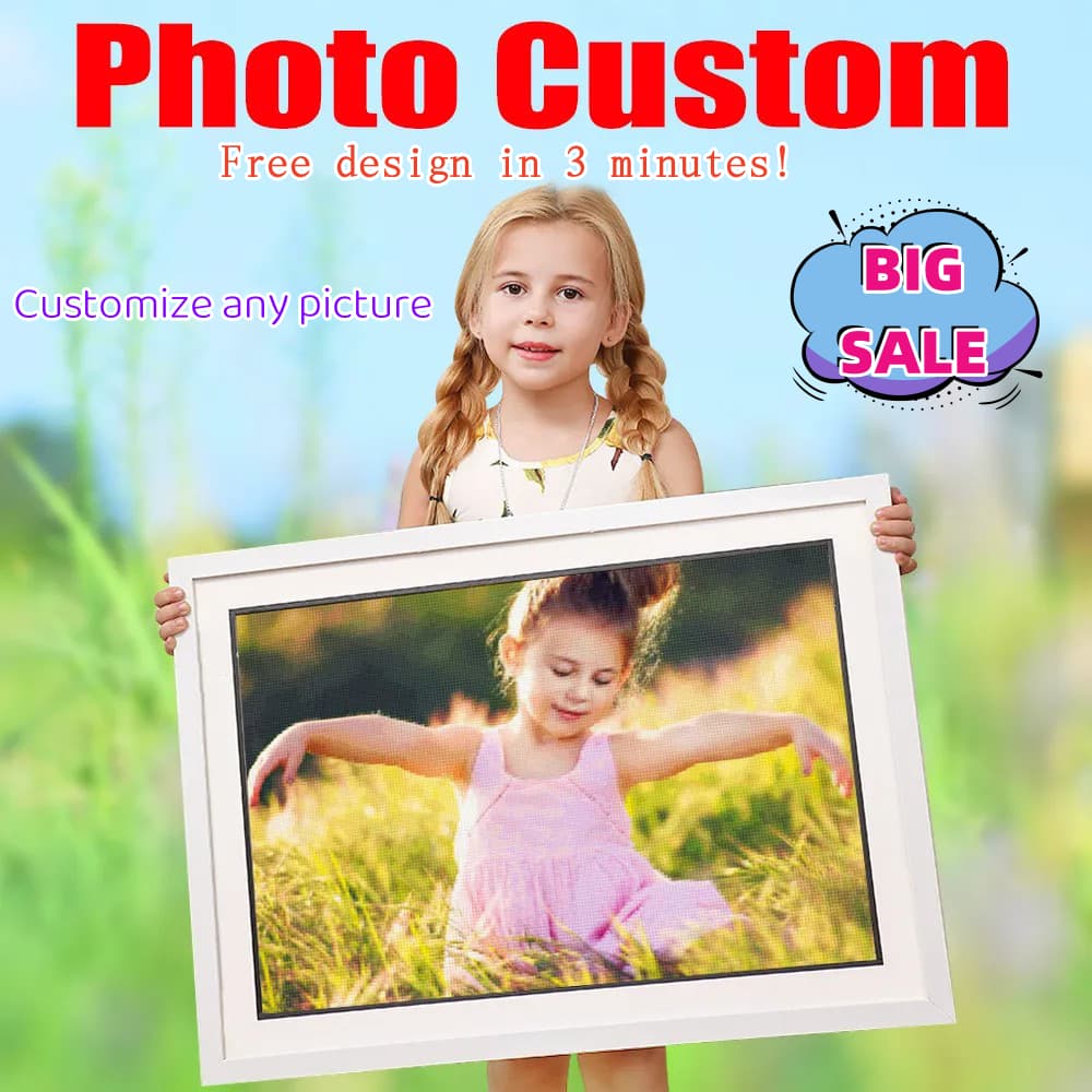 【MA Personalização de fotos】 Personalize qualquer foto DIY 5D pintura de diamante personalizada ponto de cruz de cristal de diamante completo, conjunto de ferramentas de 11 peças grátis