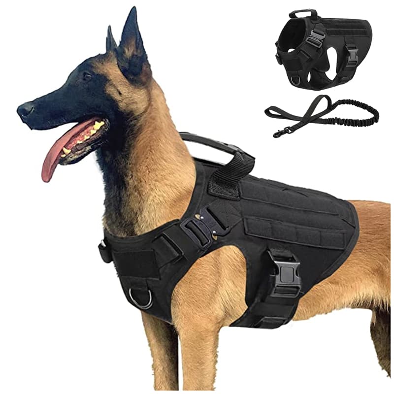 Coleira De Colete Tático K9 Ajustável Para Cães Militares Com Caça Guia