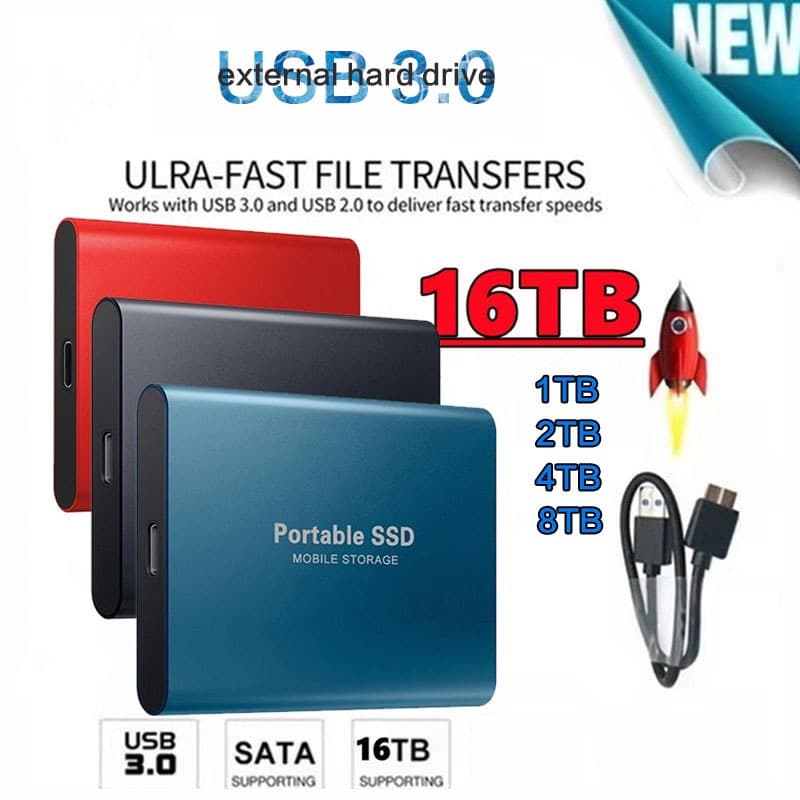 Disco Rígido Externo HD 16TB 30TB SSD 8TB 4TB USB 3.1 Tipo C Interface De Alta Qualidade