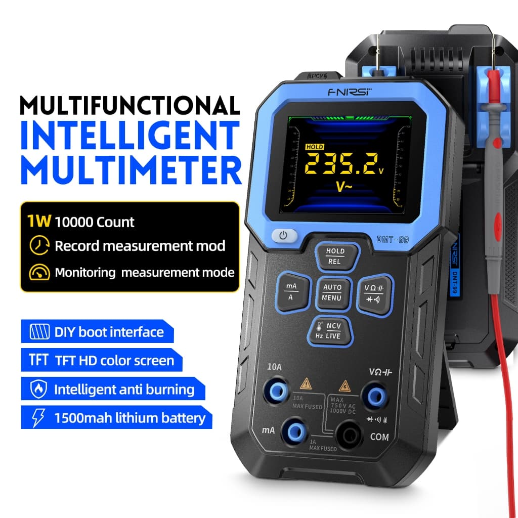 FNIRSI DMT-99 Multímetro Digital True RMS Testador Profissional Inteligente 1000V 10A Faixa Automática AC DC Ohm Hz Medi
