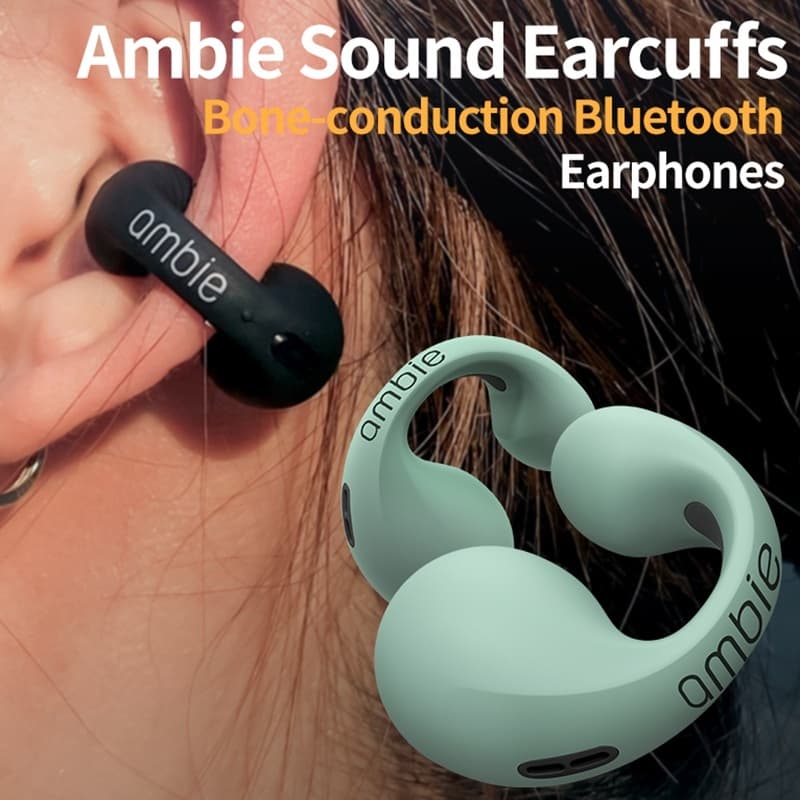 Ambie Mesmo Estilo Osso Condução Brinco Verdadeiro Sem Fio Bluetooth Fones De Ouvido Clipe Fone TWS Esportes
