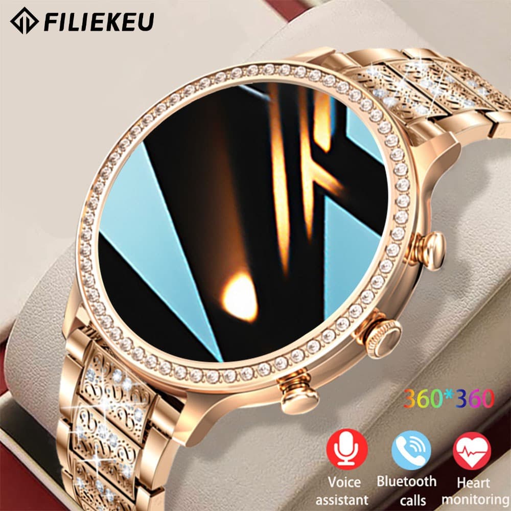 FILIEKEU SmartWatch Para Mulher Chamada Bluetooth À Prova D'água Pressão Arterial Esportes Fitness Relógio Inteligente