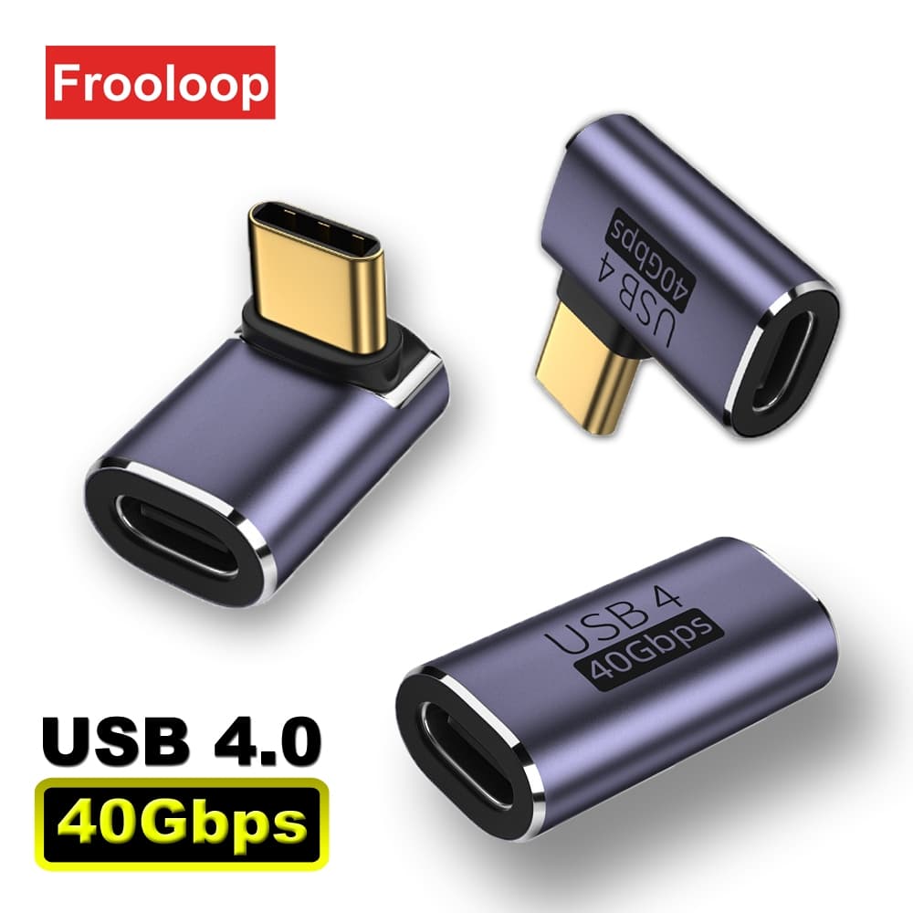 40Gbps USB 4.0 Tipo C Adaptador De Carga OTG 5A 100W-Conector Macho Para Fêmea Thunderbolt 3 Carregamento Rápido 8K 60Hz Conversor De Dados De 90 Graus PC Laptop