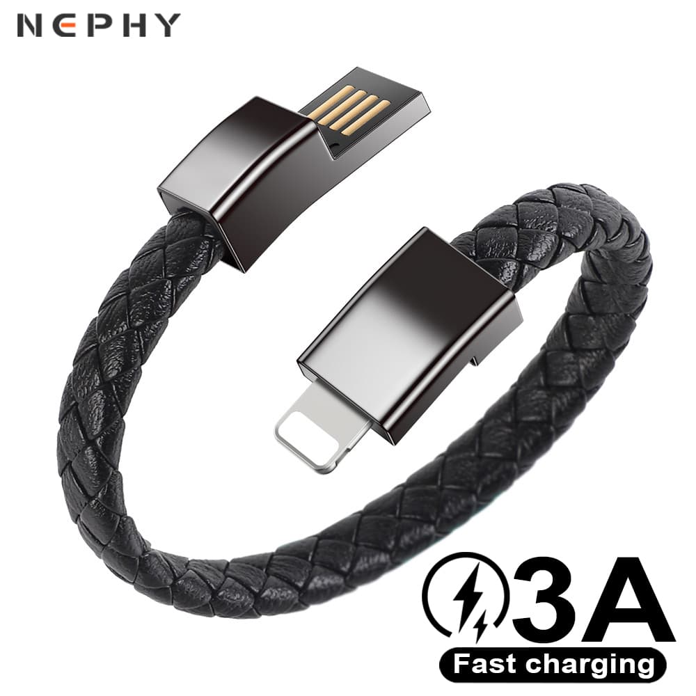 Cabo De Pulseira Nohon USB Carga Rápida Para iPhone Apple iPad air mini iOS 7Plus 8Plus 11pro 12pro Telefone Celular Curto 22,5cm 20cm Carregador De Dados Acessórios Com Fio