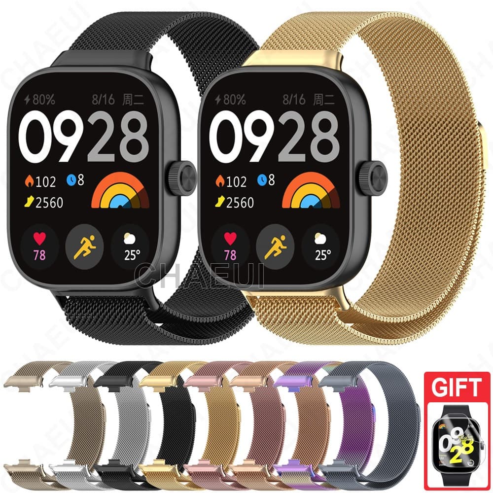 Pulseira De Aço Inoxidável Acessórios De Banda De Metal Para Redmi Watch 6 Active Lite 5 4 3 / Mi Band 8 9 10 Pro