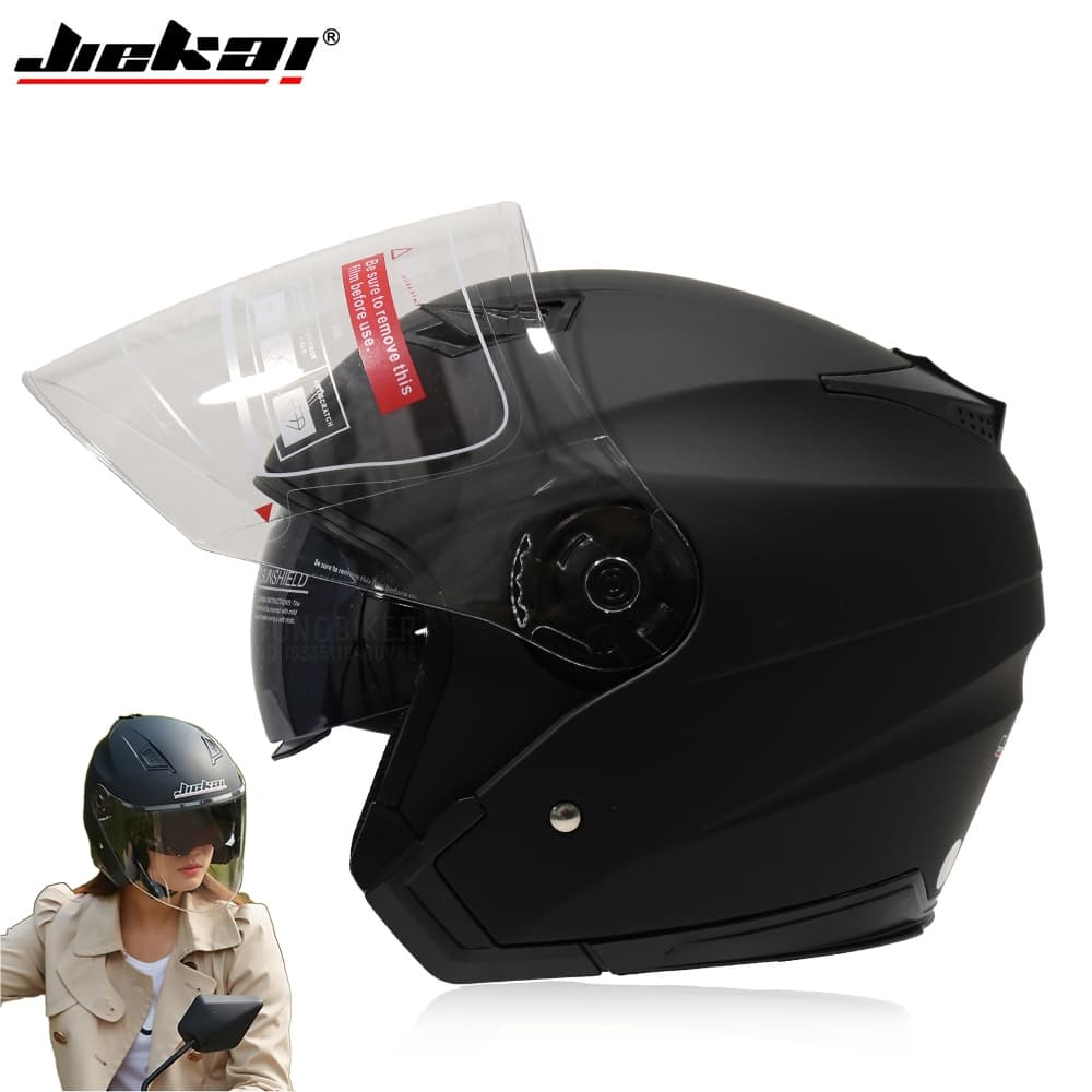 JIEKAI Capacete motor Topi keledar Motocicleta motosikal Lente Dupla Elegante