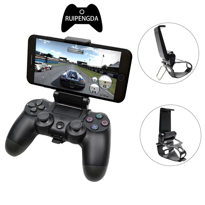  Suporte de pé para celular e controle de videogame, pegador de montagem com alça de mão para PS4/Samsung S9 S8/Clip