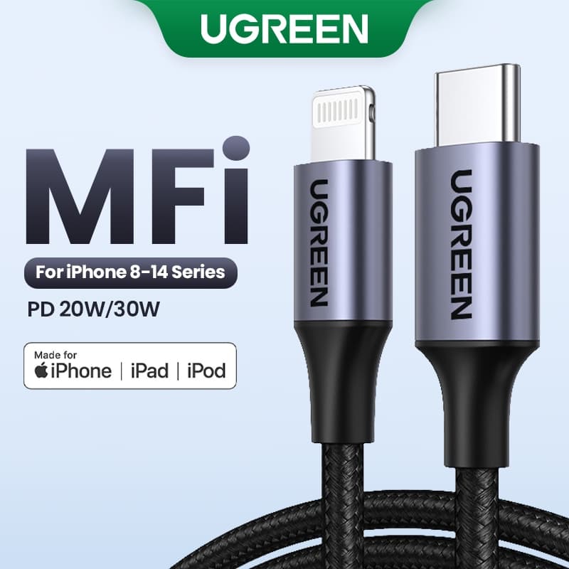 UGREEN Original MFI Dark Green1 Meter Usb C Para Cabo De Iluminação Carregamento Rápido Móvel