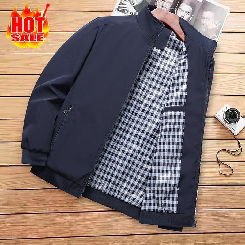 Jaqueta Executiva Masculina Com Zíper E Gola Bomber Plus Size M-6XL