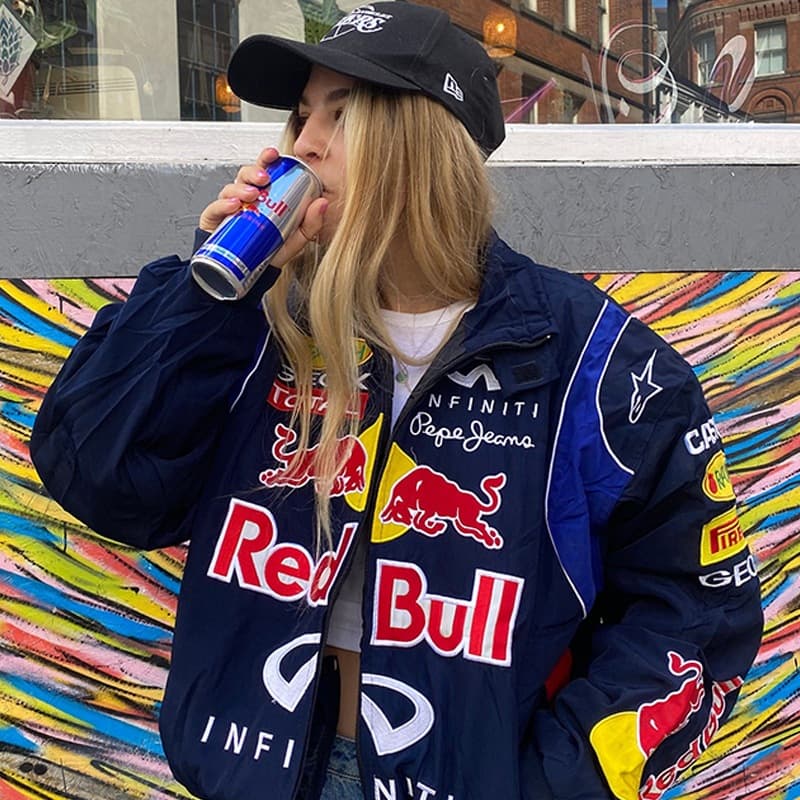 2024 Red Bull Casual Impresso Casaco De Motocicleta De Manga Comprida Solto De Beisebol