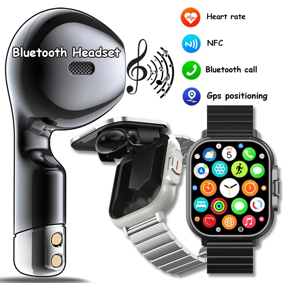 Novo Smartwatch Fones De Ouvido 2 Em 1 Sem Fio Bluetooth TWS Fone Chamada À Prova Dwaterproof Água Pressão Arterial Espo