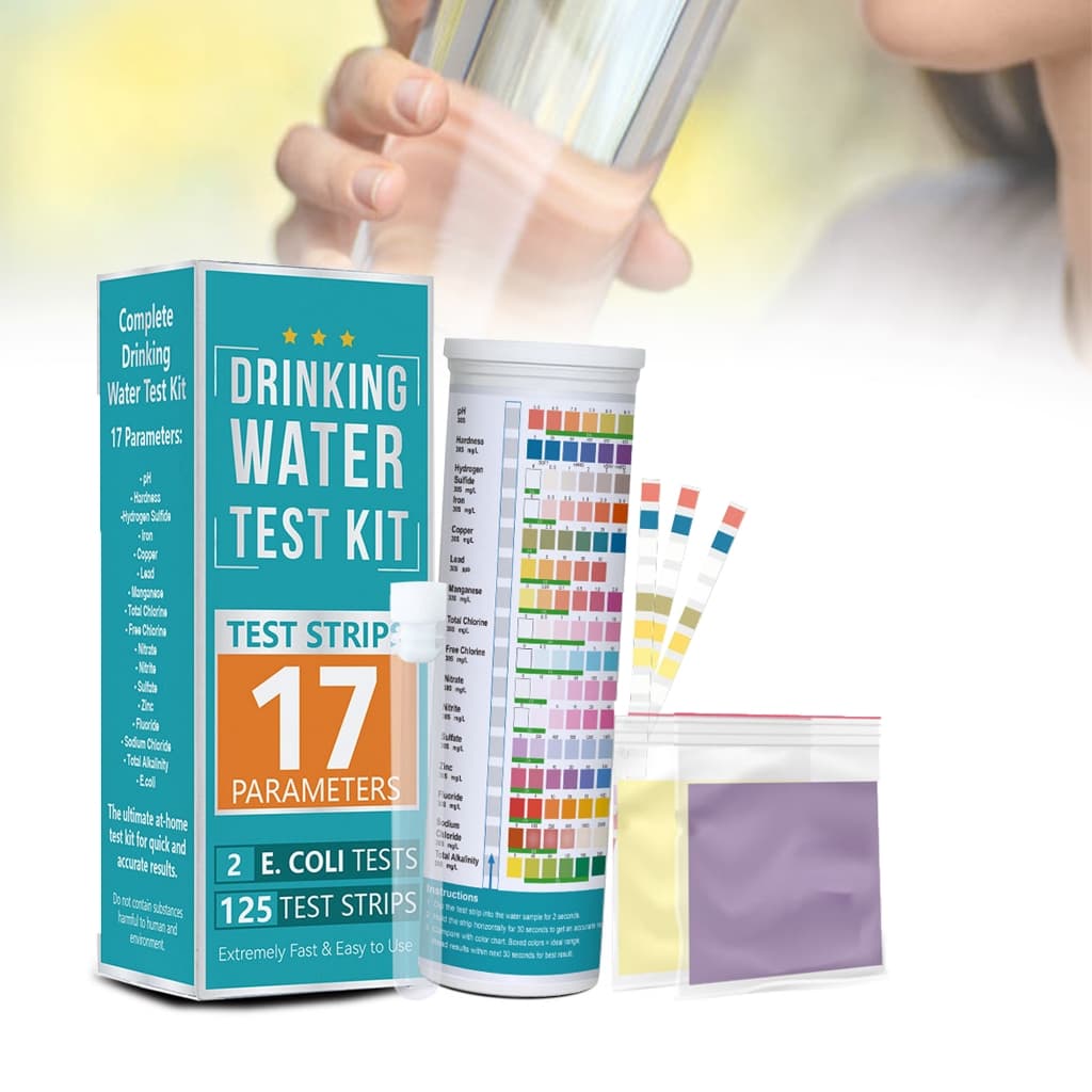 Kit Completo De Teste De Água Potável 17 Em 1 125 Tiras + 2 Testador De Bactérias Poço De Papel , Torneira , Casa , Tira