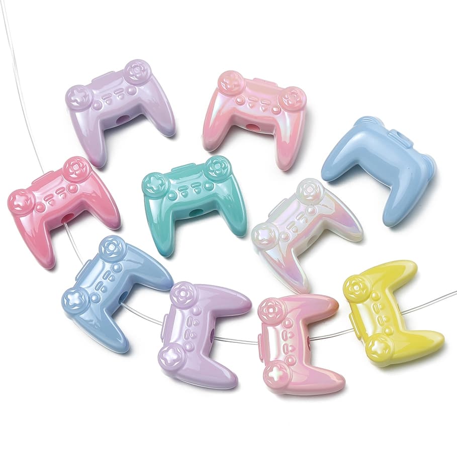 Kit 2-10 Pçs Miçangas em Acrílico Formato Controle de Videogame Cores Macaron para Pulseiras e Colares DIY