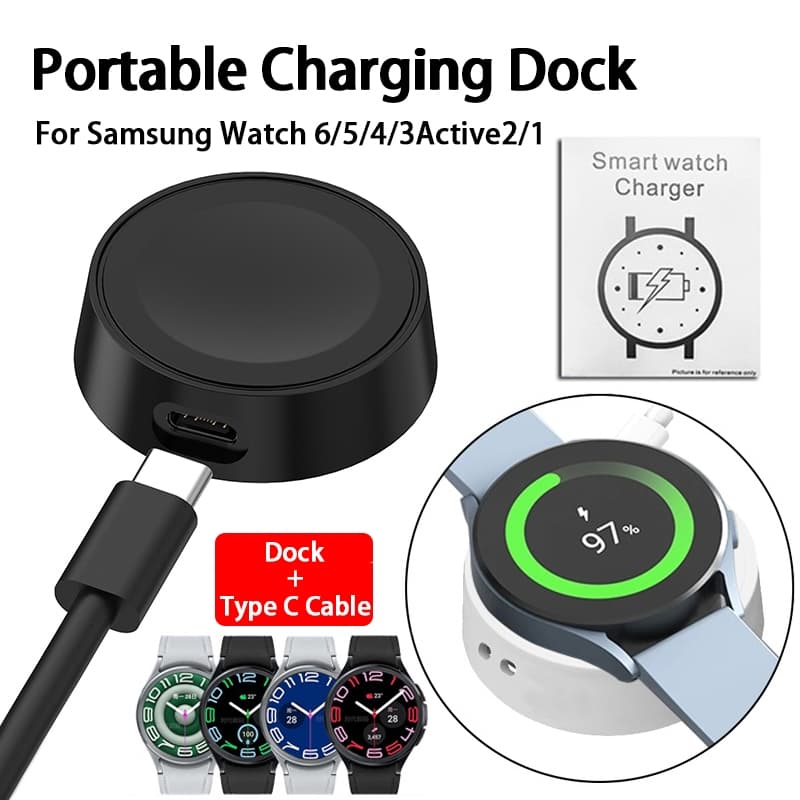 Doca De Carregamento Rápido 2 Em 1 Para Samsung Galaxy Watch Ultra1/9/8/7/6/5/4/3 Active 2/1 Dock Dividido + Cabo Carreg
