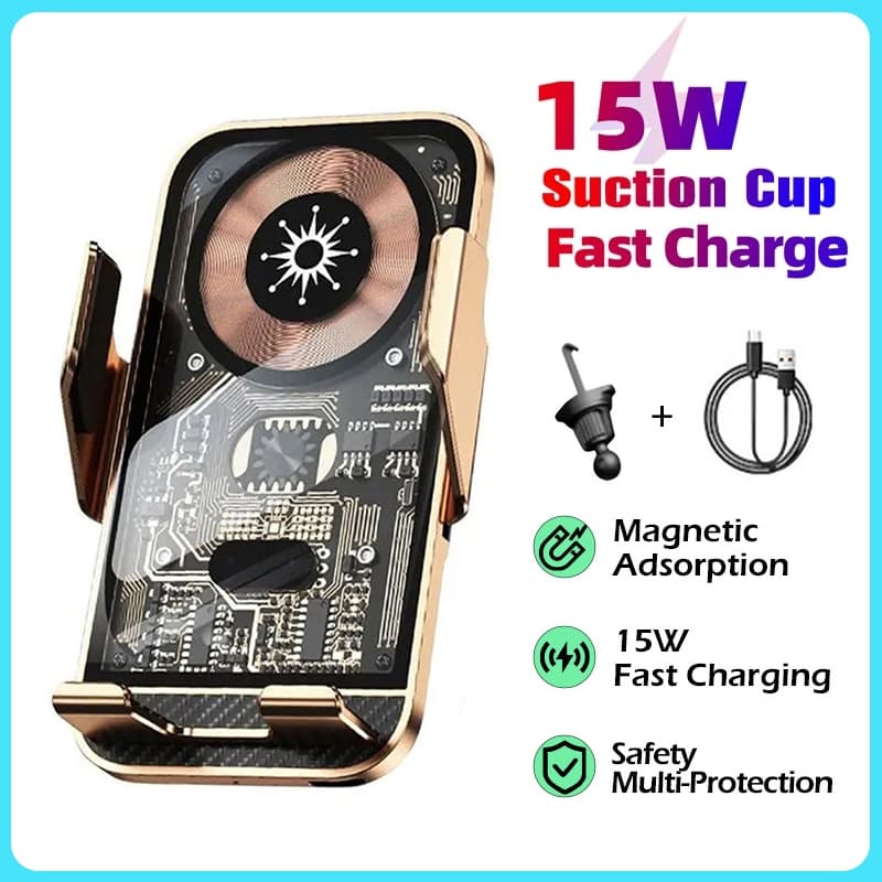 Carregador Sem Fio Punk Criativo , Entrega Rápida , 15W , Suporte Para Telefone Carro , Sensor IR , QI , Rápido