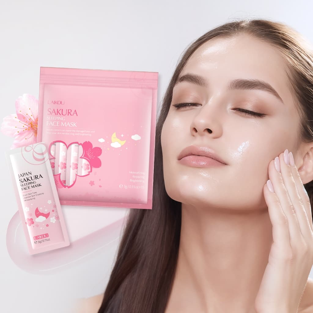 LAIKOU Máscara De Dormir Sakura Anti-Envelhecimento/Reduzir A Rugas/Hidratante/Idade/15pçs