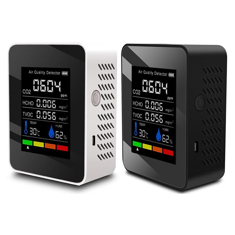 Medidor De CO2 Multifuncional 5 Em 1 Testador Digital De Temperatura E Umidade Dióxido De Carbono TVOC HCHO Detector
