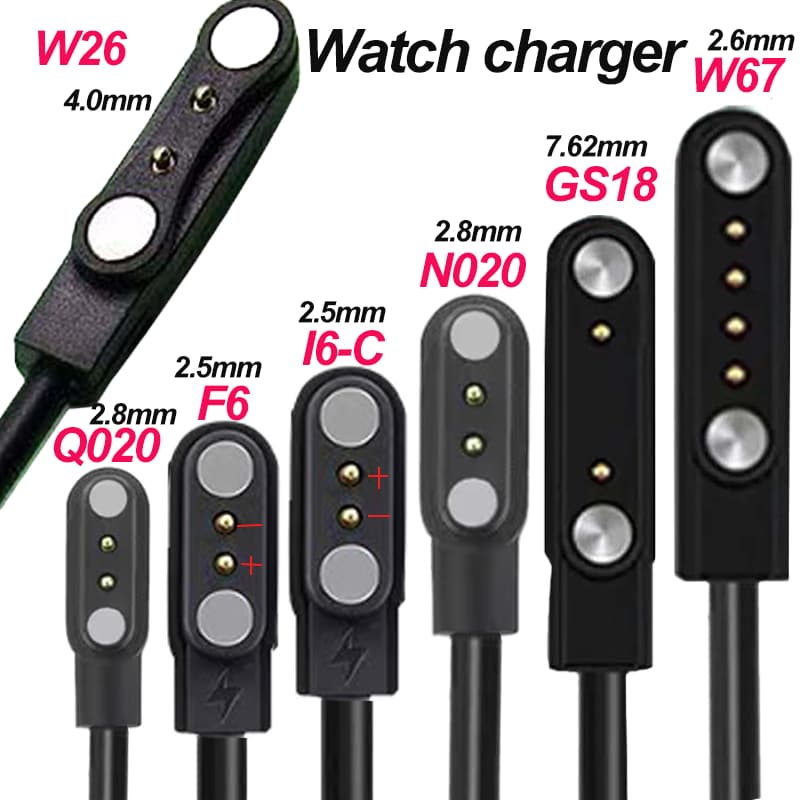 Cabo De Carregamento De Sucção Magnética Universal Para Smartwatch Relógio Inteligente , 2 Pinos , 4 W67 N020 W26 Q020 F