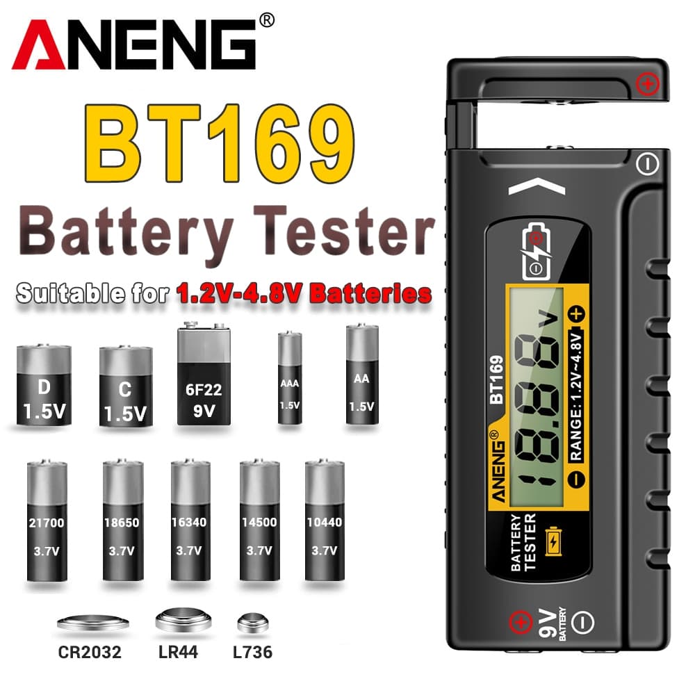 Testador De Nível De Bateria Digital ANENG BT169-Ferramenta Portátil De Plástico ABS Com Múltiplas Medidas E Sem Necessi