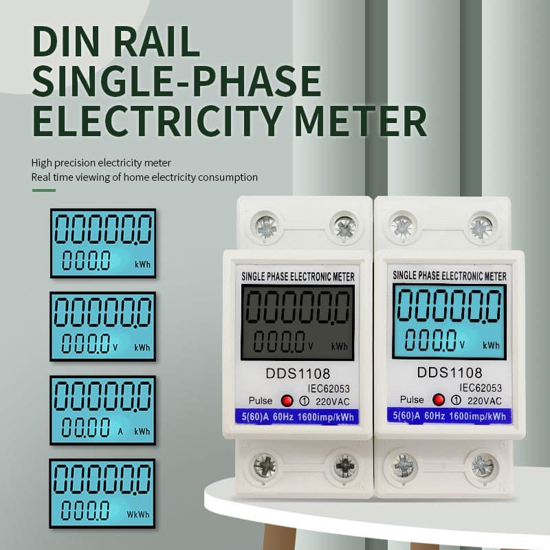 Medidor De Energia Elétrica Digital Monofásico LCD DDS1108 Com Ou Sem Luz De Fundo Redefinição KWH Vaw Wattímetro AC 230