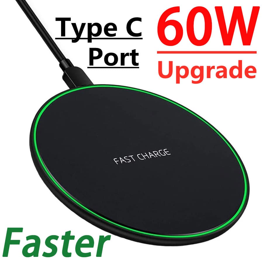 Carregador Sem Fio 60W Almofada De Carregamento Rápido Carga Rápida QC 3.0 Para Telefone 14 13 12 11 XS XR X 8 Samsung S