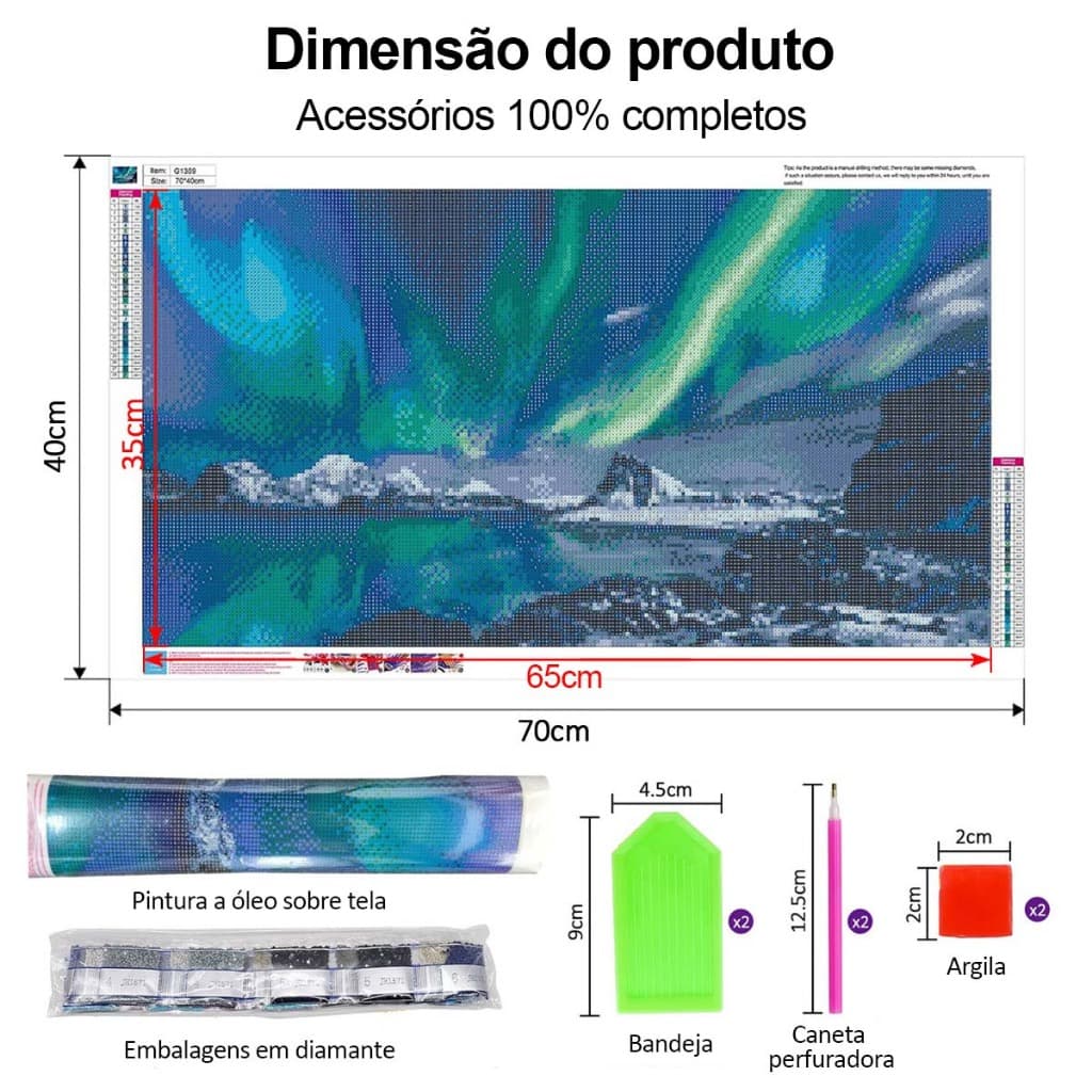 Conjunto de pintura diamante infantil, pintura artística de diamante 5D adulta DIY-70x40cm Pintura Aurora