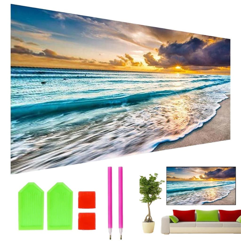 Conjunto de pintura diamante Sunset 70x40cm DIY, conjunto de pintura diamante 5D para adultos/crianças