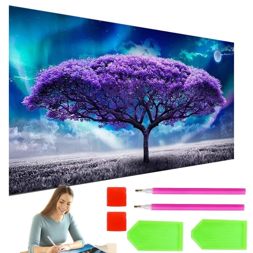 Kits de pintura com diamante da árvore da lua para crianças, kits de arte com diamante 5D DIY para adultos -70x40cm