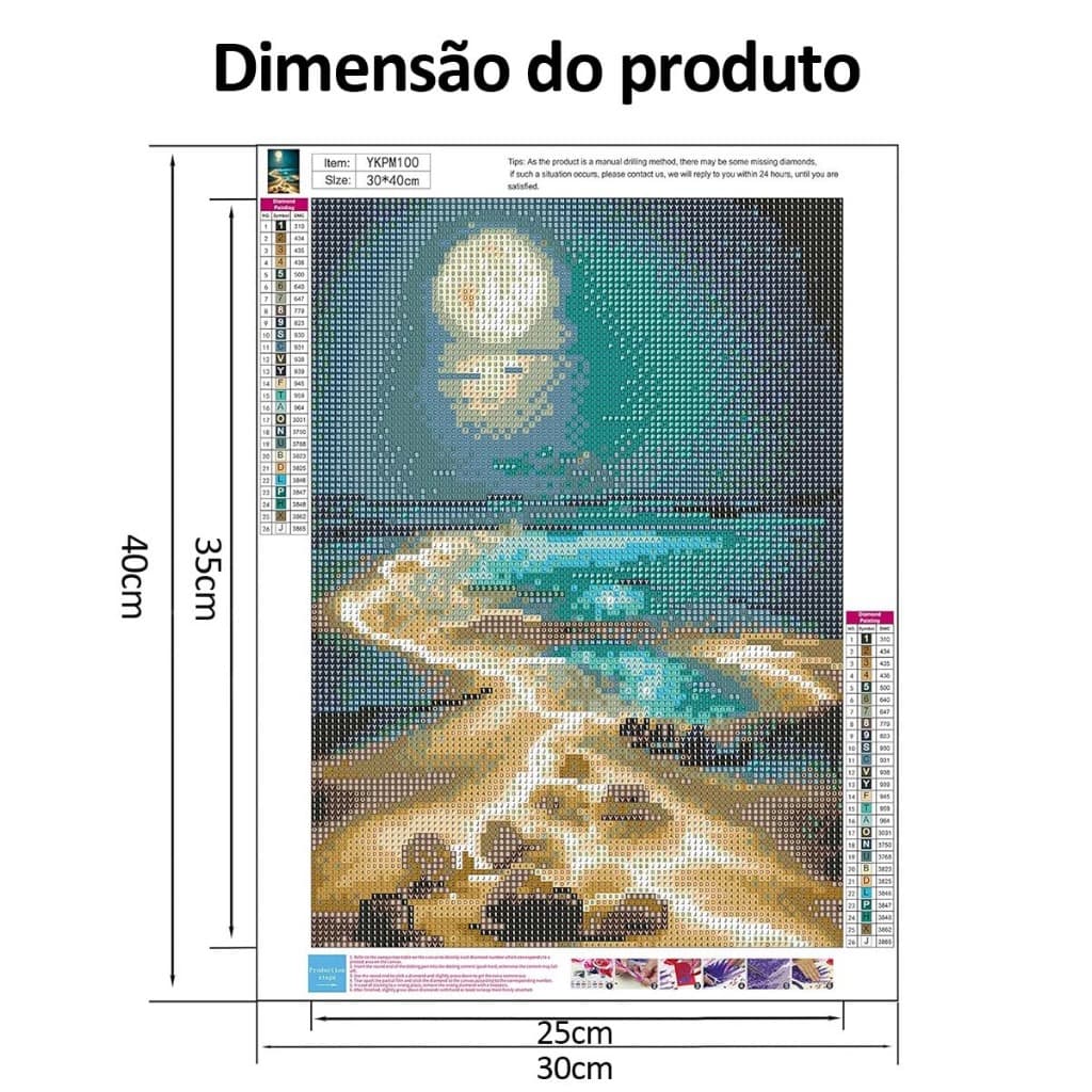 Conjunto de pintura diamante para crianças de praia ao luar, conjunto de pintura diamante 5D DIY adulto-30x40cm