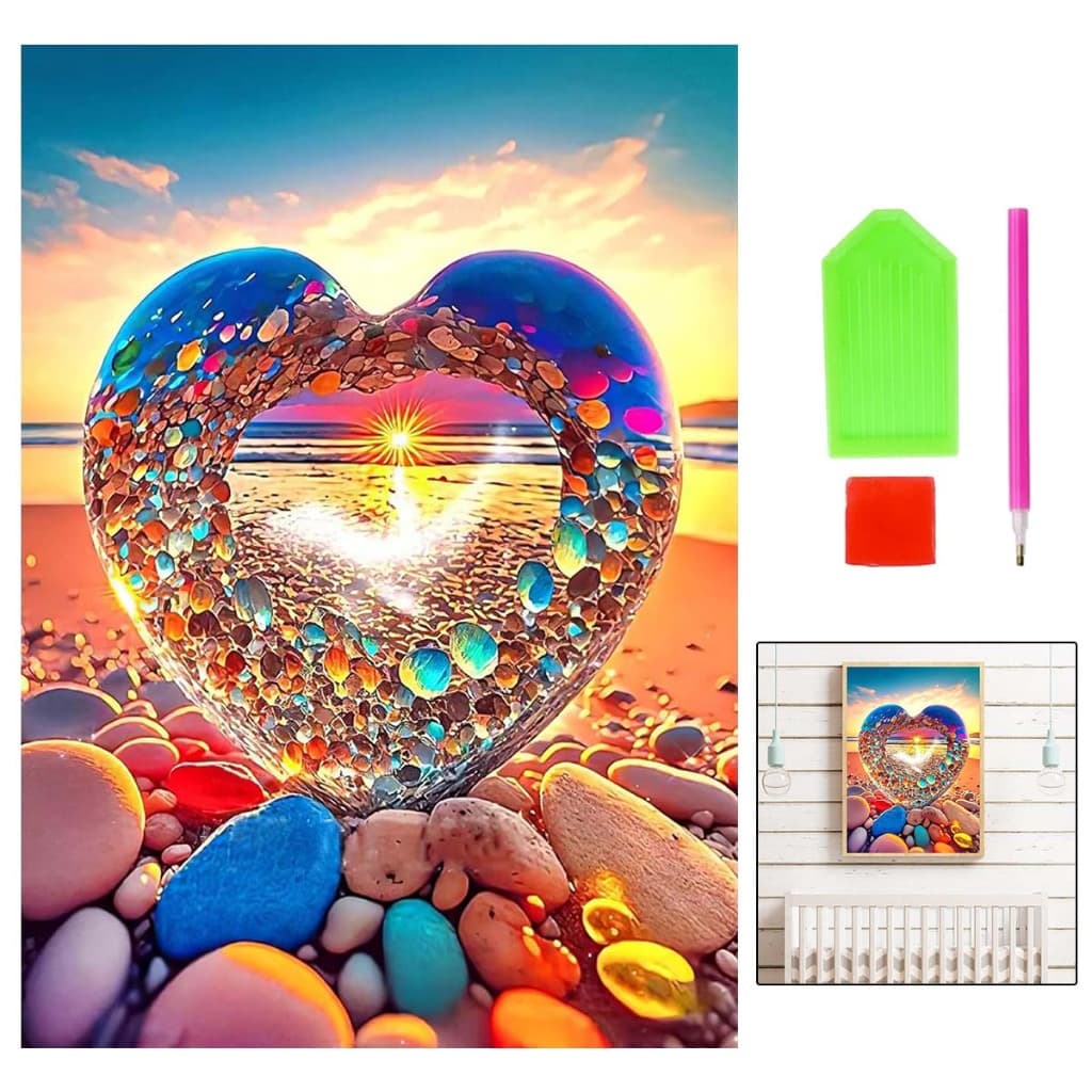 Conjunto de pintura diamante 5d DIY 30x40cm pedra decorativa em forma de coração