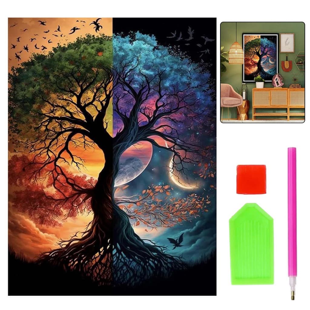 Conjunto de pintura diamante árvore da vida 30x40cm DIY, conjunto de pintura diamante 5D adulto/criança