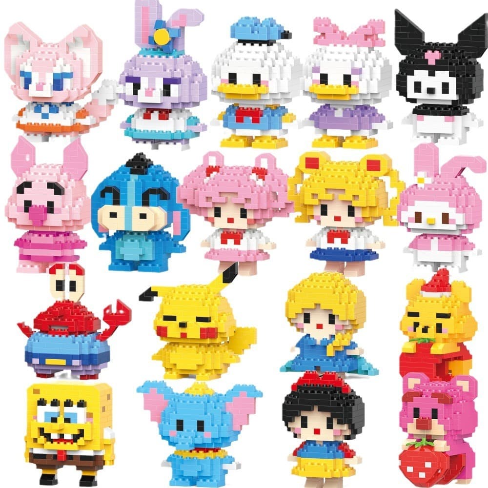 Brinquedo Blocos de Montar Infantil Educativo Animais Anime Mini Brinquedos Montessori