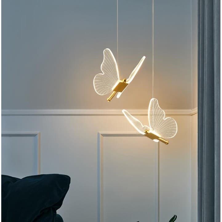 Pendente Dourado luminária de mesa Borboleta LED De 3 Cores Em 1 Luminária Pingente Moderno Leve Para Sala De Estar Jant