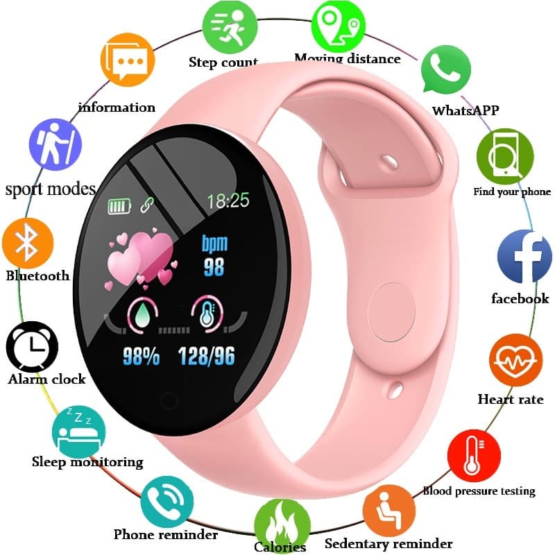 MUHUO D18 Bluetooth Relógio Inteligente Das Mulheres Dos Homens Pressão Arterial Smartwatch Esporte Rastreador Pedômetro