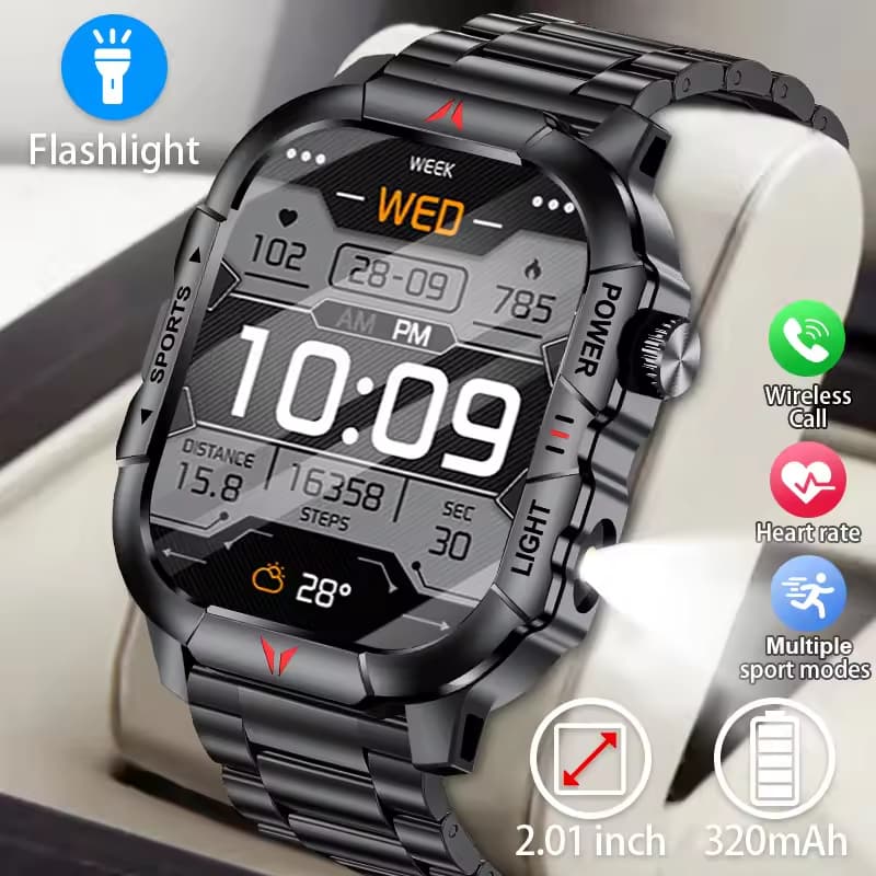 LIGE Novo Smartwatch Relógio Inteligente Masculino Com Lanterna Esportes Ao Ar Livre Relógios À Prova Dwaterproof Água B
