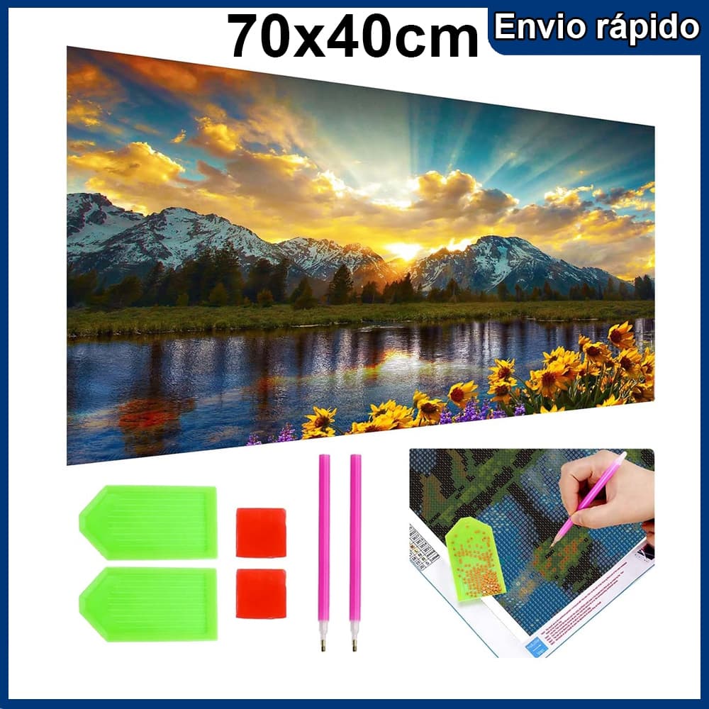 5d diamante completo pintura diamante bordado lago pôr do sol imagem arte ponto cruz conjunto Kit de ferramentas DIY