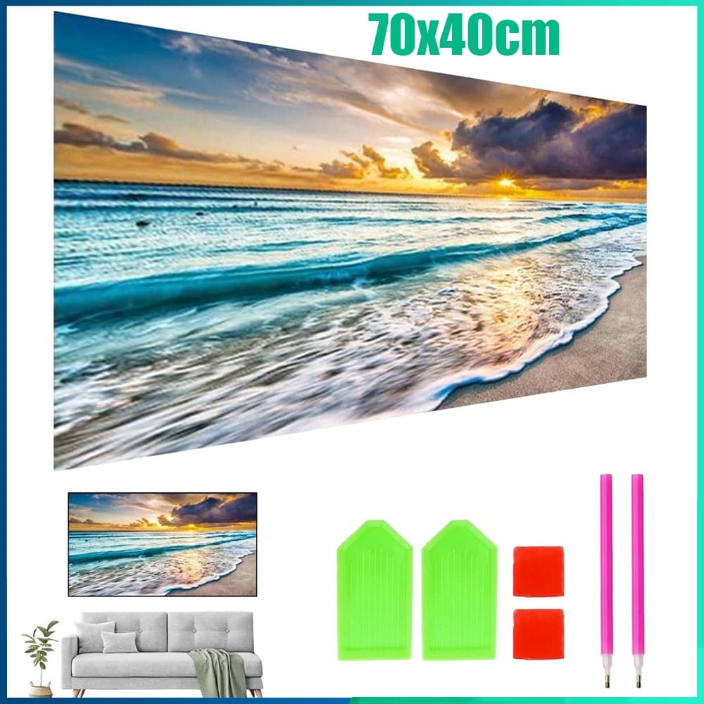 5d cheio de diamante praia pôr do sol pintura diamante bordado arte decoração Kit ponto cruz presente DIY