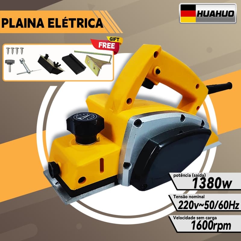 【 110V/220V】Plaina Elétrica Industrial 1380W Profissional Para Madeira