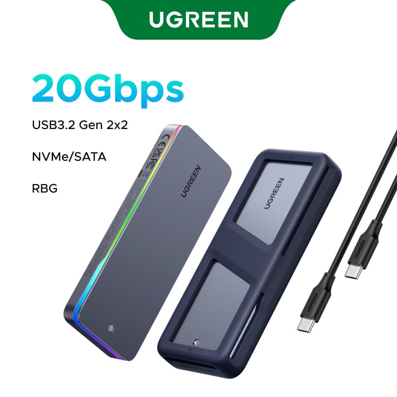 UGREEN 20Gbps M2 SSD Caso M . 2 NVMe SATA Adaptador De Gabinete USB 3.2 Gen2 Externo