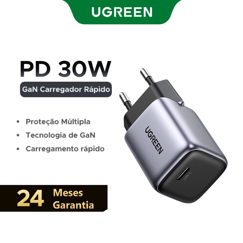 UGREEN PD 20W 30W PPS 25W GaN Carregador Rápido USB Tipo C PD3.0 QC3.0 Carregamento Para iPhone11-15 Samsung S22 Huawei
