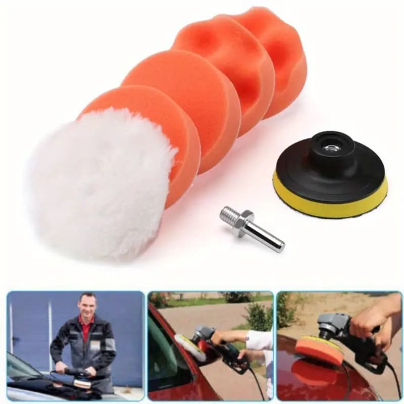 7/8/11Pcs/ Esponja De Polimento De Carro De 3 Polegadas Conjunto De Almofadas Cera Para Polidor Kit Roda De Lã Adaptador