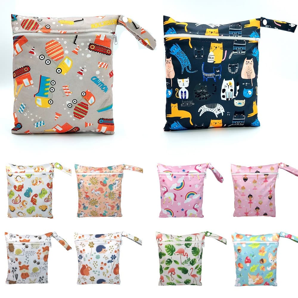 20 * 25cm Saco Molhado À Prova Dwaterproof Água Bonito Impresso De Fraldas Do Bebê Sacos De Carrinho Pacote De Transport