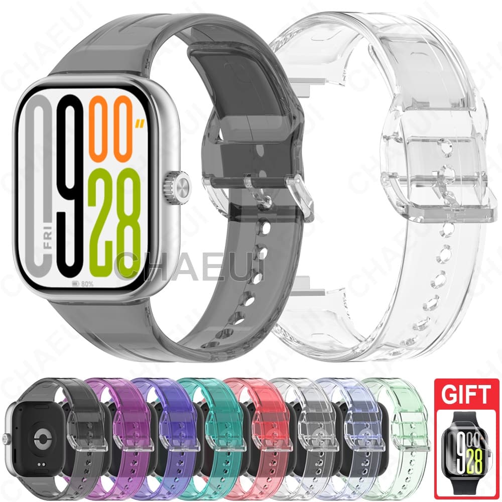 Pulseira De Silicone Transparente Para Redmi Watch 6 Active Lite 5 4 / Xiaomi Smart Band 10 9 8 Pro