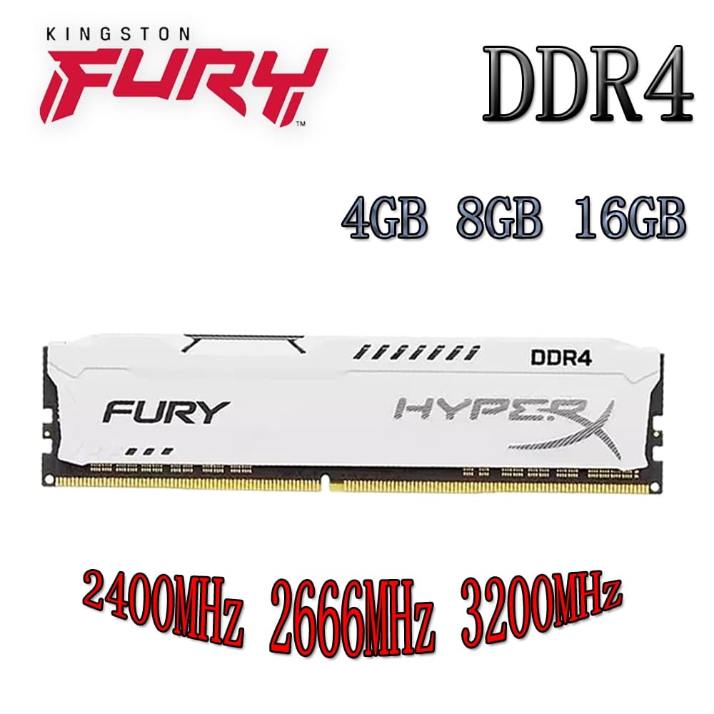 Kingston HyperX Fury DDR4 RAM 4 Gb 8 16 DDR4 2133/2400/2666/3200 Mhz Memória De Mesa 1.2 V Branca