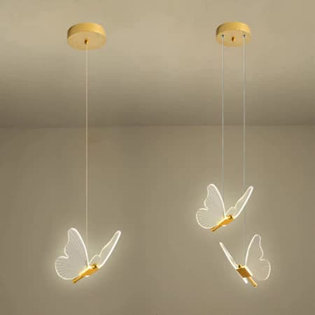 Gold Butterfly Pendant Light LED 3 Colors in 1 Bedroom Ceiling Light bivolt