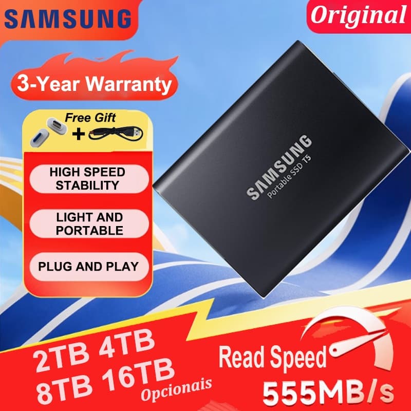 Original Samsung SSD Externo De 2TB A 16TB Portátil Hdd USB3.1 Tipo-C Interface HD