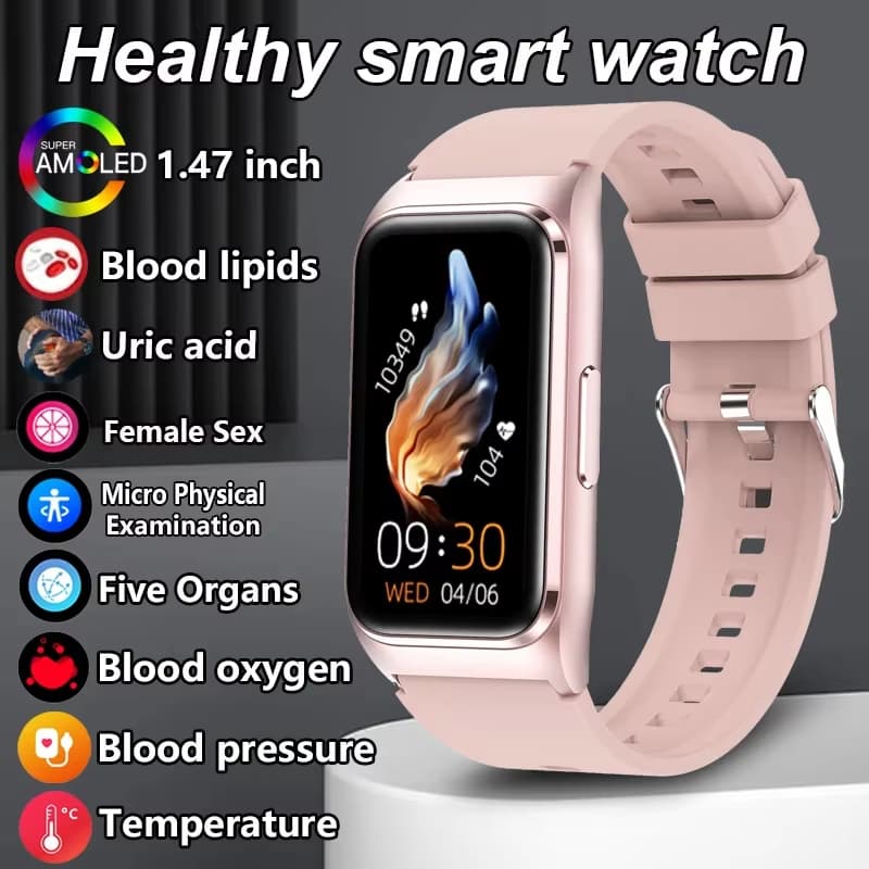 Novo Monitor De Glicose No Sangue Saúde Relógio Inteligente Masculino ECG + PPG Medição Pressão Arterial IP68 À Prova Di