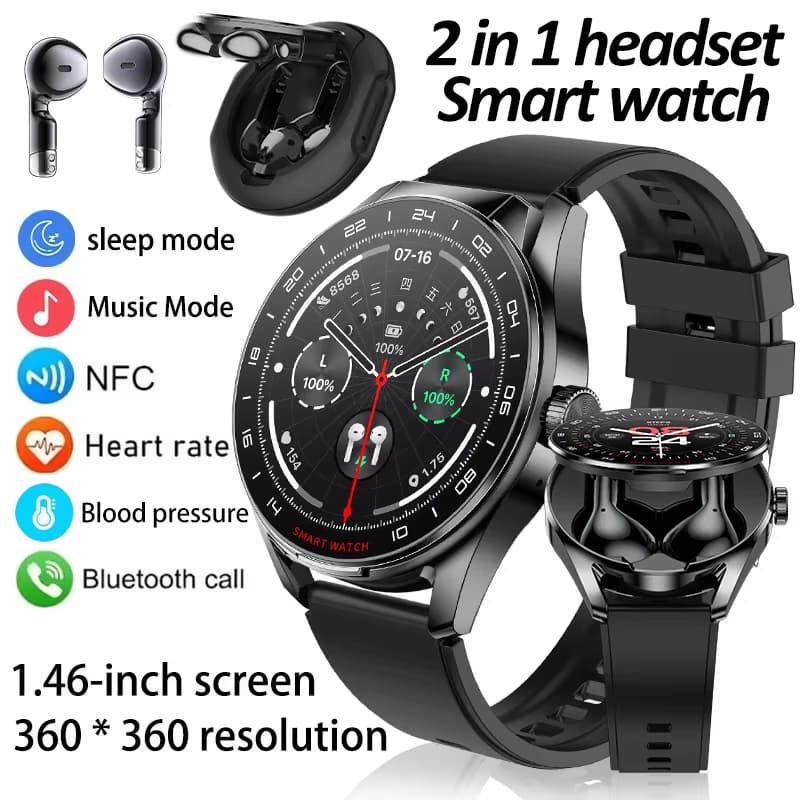 2025 Novo smartwatch 2 Em 1 Com Fones De Ouvido Bluetooth TWS , Relógio Masculino Nc , monitor De Pressão Arterial De Fr