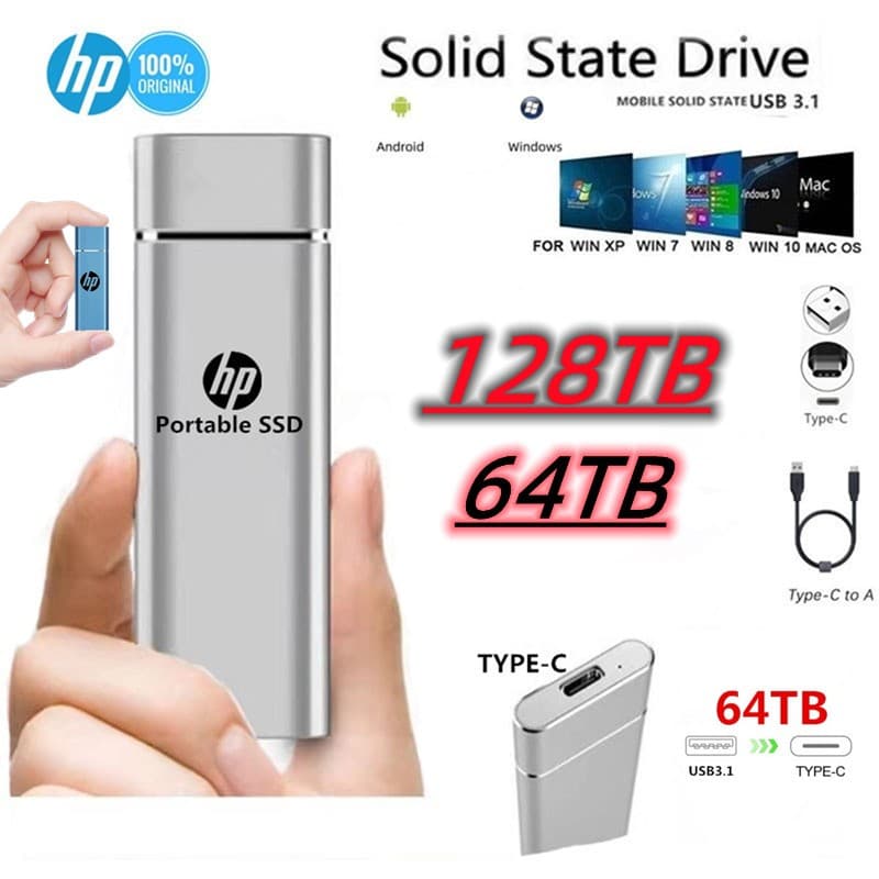 Disco Rígido Externo De Alta Velocidade De 128 Tb 64 32 16 SSD Portátil OTG flash drive 8 4 2 1 USB3.1 Telefone laptop M